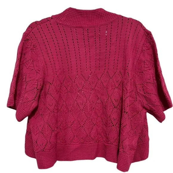Pink Cropped Cardigan Sweater - Picture 2 of 3